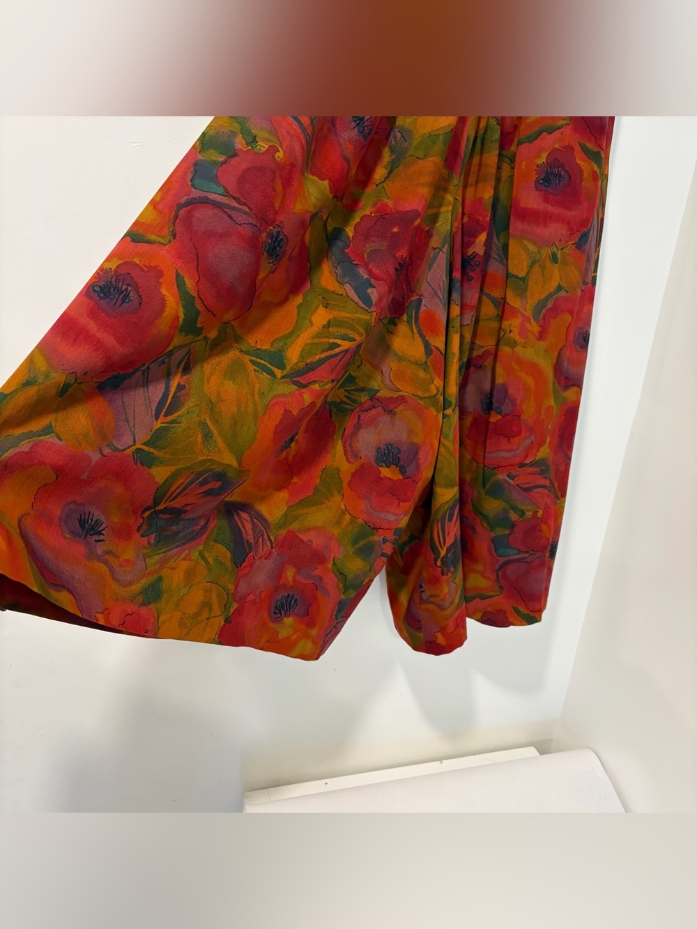 Vintage 90s Geiger Wide Leg Floral Wool Culottes Gaucho Pants - Picture 5 of 11